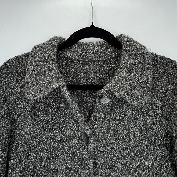 Talbots Small Boucle Textured Knit Gray Wool Blend Button-Up Cardigan Sweater - Picture 2 of 15